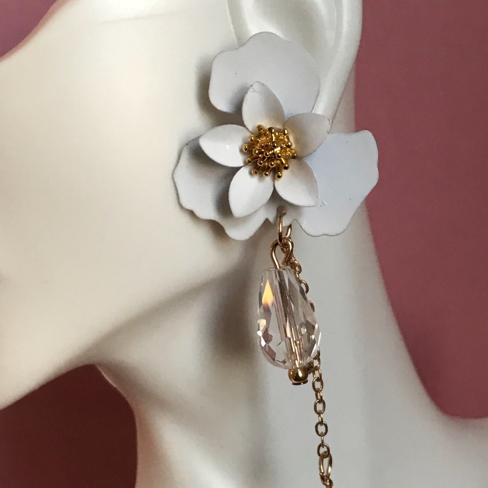 White Flower Earrings